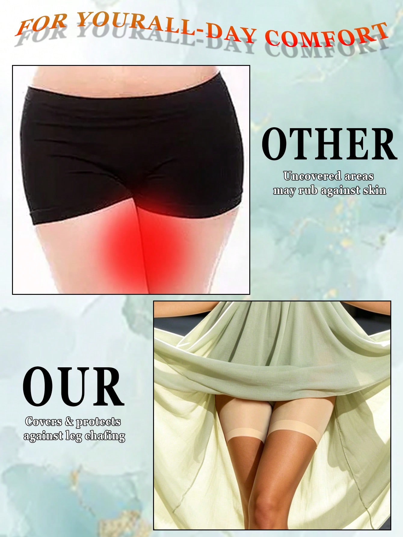 AliExpress 2Pcs Women Anti Chafing Thigh Bands Band High Elastic Silica Gel Anti-friction Protection Leg Warmer Anti Hooks Thigh Bandages, view 2