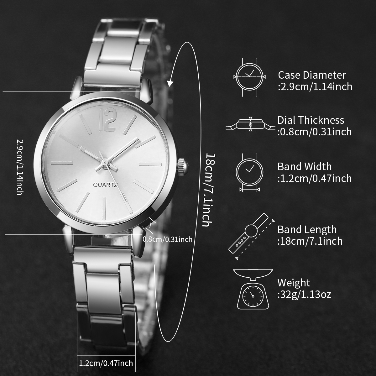 AliExpress Women's Gold Steel Quartz Watch and Cuff Set, view 6