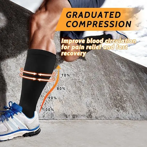 AliExpress 2XL-4XL Plus Size Compression Socks for Women Men 20-30 MMHg Wide Calf Extra Large Knee High Flight Sock for Circulation Support, view 4