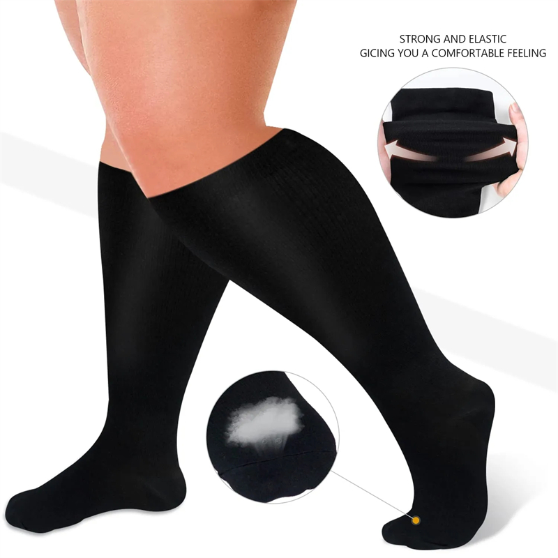 AliExpress 2XL-7XL Plus Size Compression Socks Solid Color Women Men Sports Running Yoga Extra Size Fat Sock for Sports Fitness Weight Loss, view 5