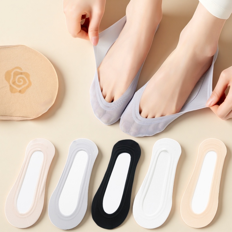 AliExpress 3/5/10 Pairs, Ultra-Thin Women's Boat Socks, Low-Cut Invisible Socks, No-Show Socks Silicone Non-Slip to Prevent Heel Slipping