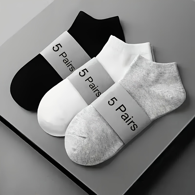 AliExpress 3/5/10PC Unisex Casual Plain Color Boat Socks Thin Breathable Comfy Anti Odor Sweat-absorbing Low Cut Ankle Socks For Men Women, view 2