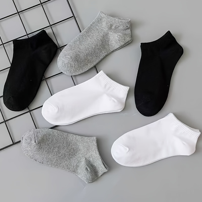 AliExpress 3/5/10PC Unisex Casual Plain Color Boat Socks Thin Breathable Comfy Anti Odor Sweat-absorbing Low Cut Ankle Socks For Men Women, view 3