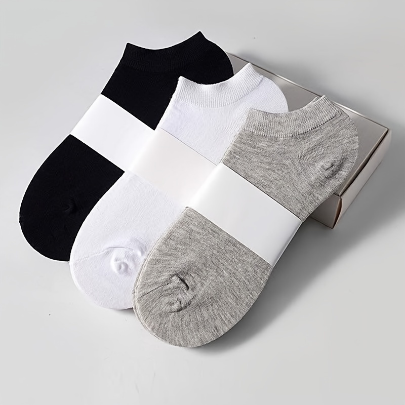 AliExpress 3/5/10PC Unisex Casual Plain Color Boat Socks Thin Breathable Comfy Anti Odor Sweat-absorbing Low Cut Ankle Socks For Men Women, view 4