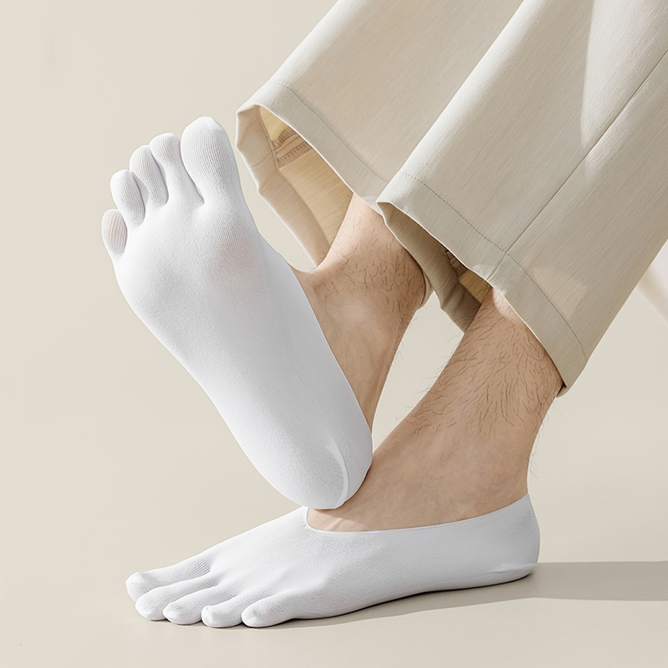 AliExpress 3/5 Pairs Men's Five-Toe Socks, Split-Toe Socks, Low Cut Invisible No-Show Socks, Silicone Non-Slip, Thin Socks for Summer, view 5