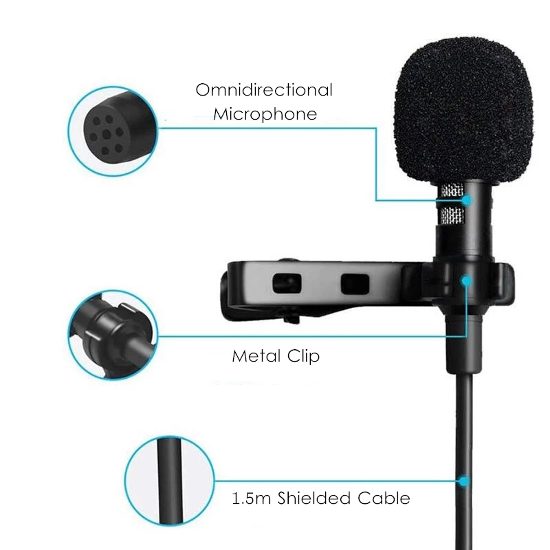 AliExpress 3.5mm Mini Microphone Type C Lapel Clip-on Microphone Portable USB Type-C 3.5mm Professional Micro Mic For DSLR Camera PC Laptop, view 2