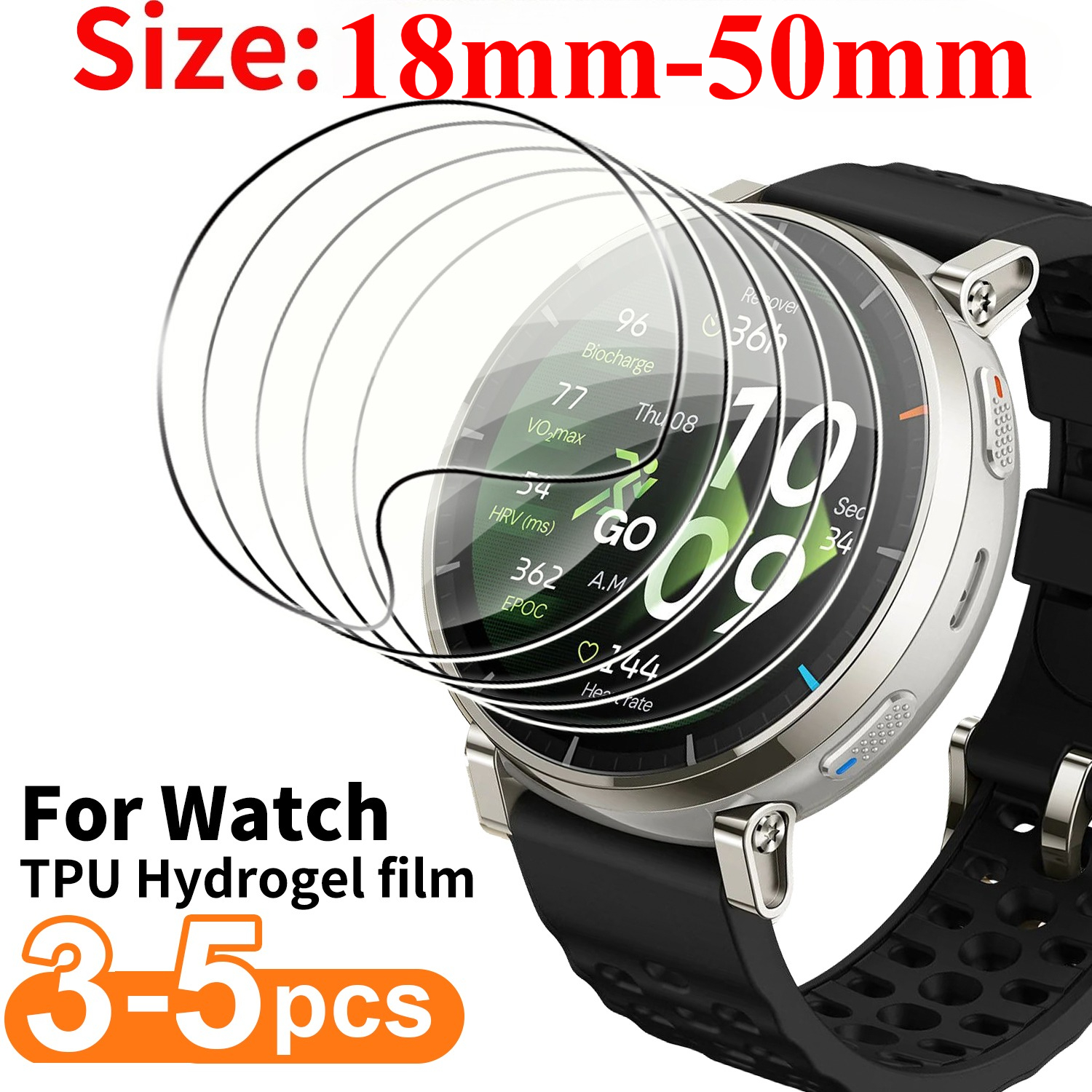AliExpress Round Hydrogel Watch Screen Protector Film (3-Pack)