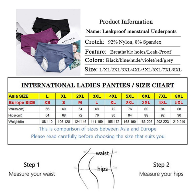 AliExpress 3/5pcs Leak Proof Menstrual Panties Women Period Underwear Sexy Pants Physiological Underwear Plus Size Waterproof Briefs&Gift, view 5