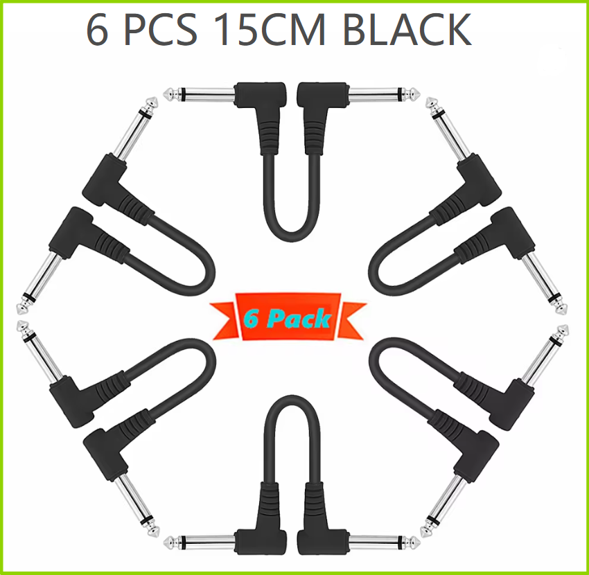 AliExpress 3/6 Pack 6In Guitar Patch Cables,Black/Colorful Guitar Pedal Cable Effect Cable Cord,1/4"inch TS Right Angle Guitar Patch Cable