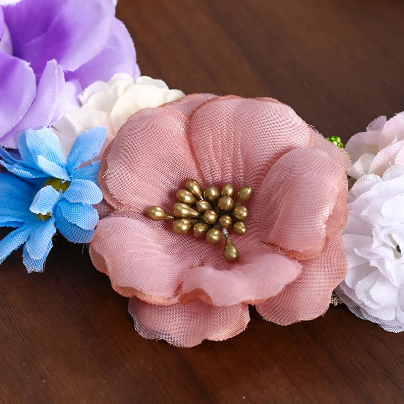 AliExpress 3 Design Artificial Flower Wreath Bride Women Flower Crown Hair Band Wedding Floral Headband Garland Ribbon Girl Hair Accessorie, view 5
