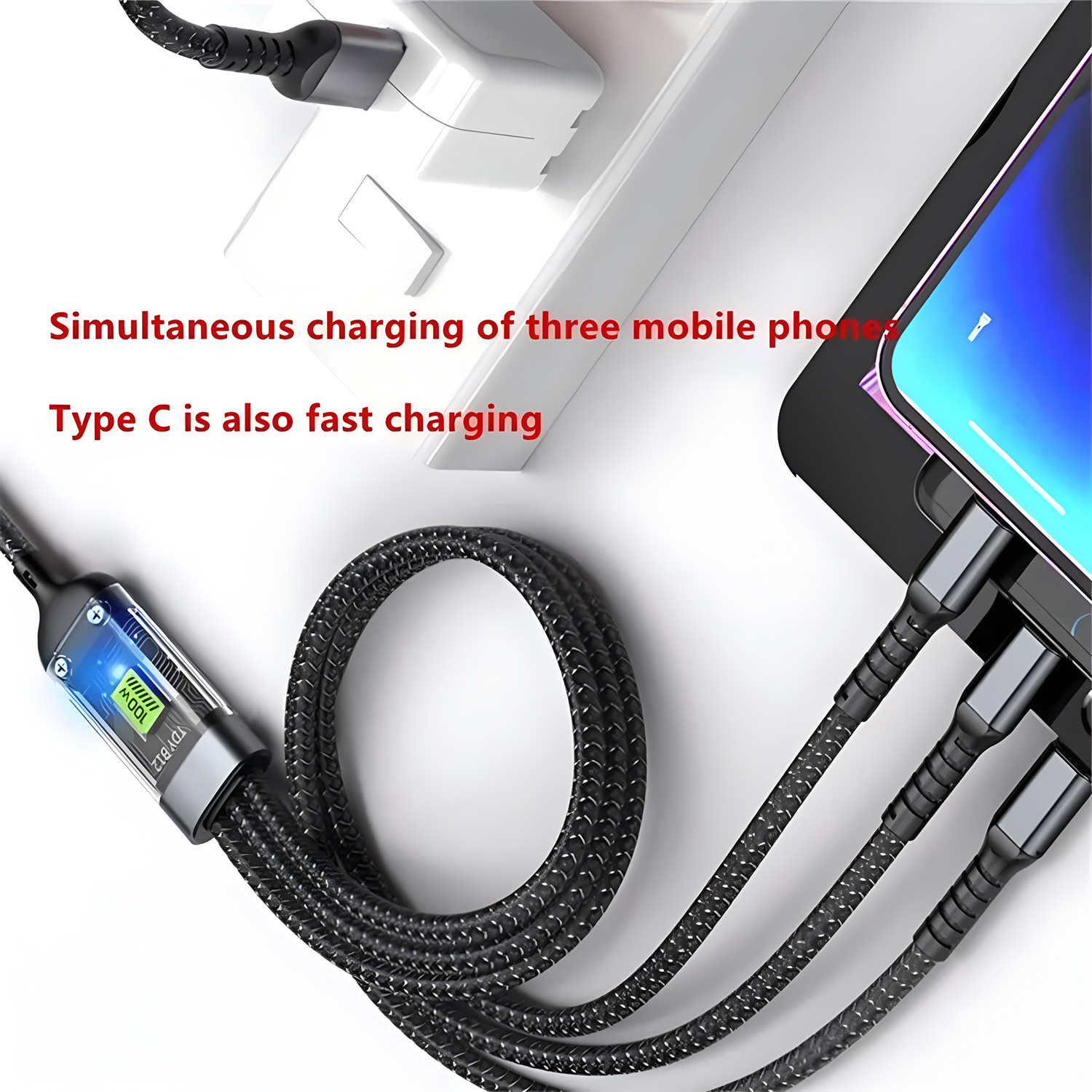 AliExpress 3-in-1 100W USB-A Fast Charging Cable, view 6