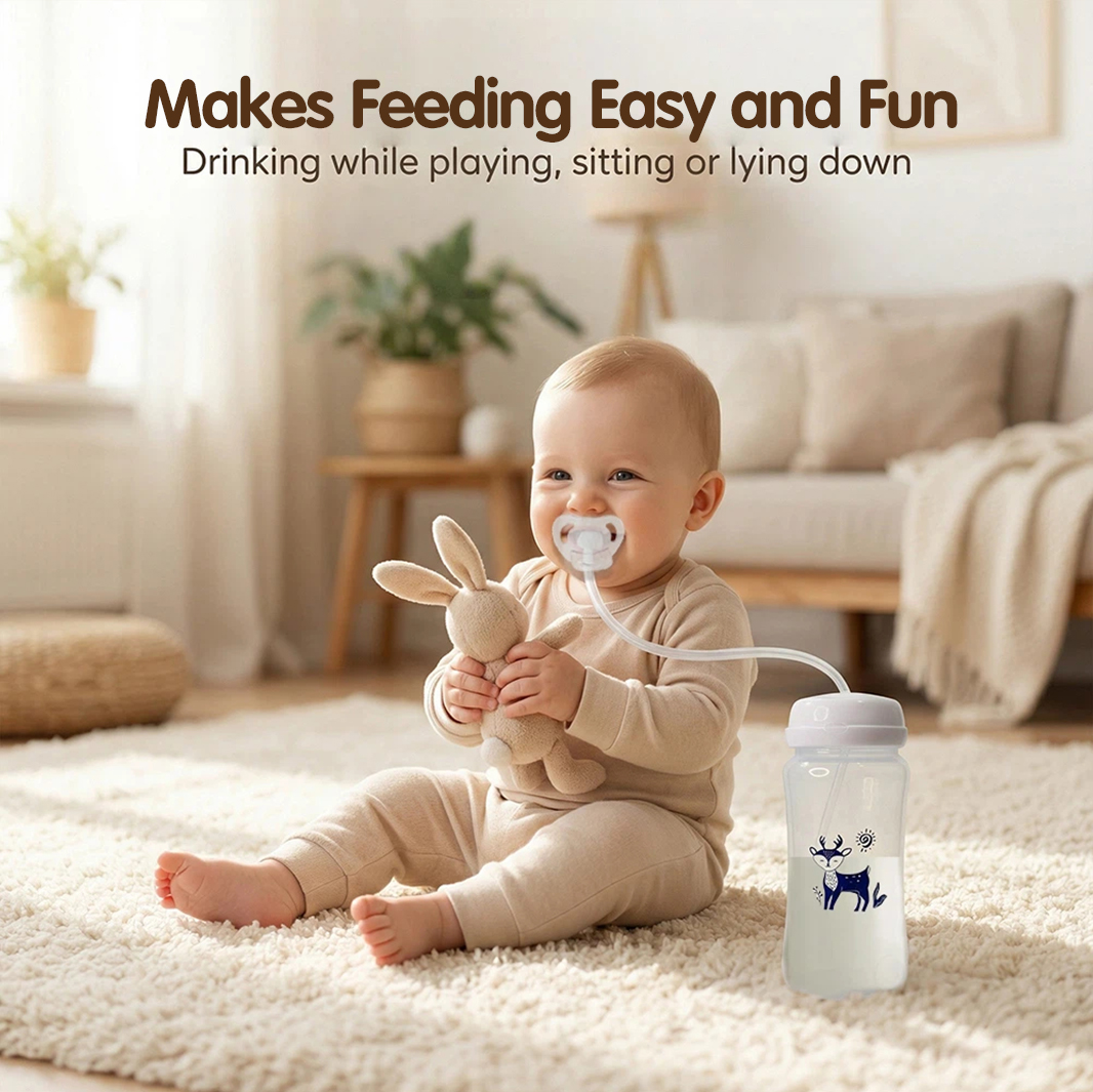 AliExpress 3-in-1 Hands-Free 300ML Wide-neck Baby Bottle,Milk Storage Bottle,Pacifier,Multi-Function Anti-Drop Gravity Ball Feeding Bottle, view 2