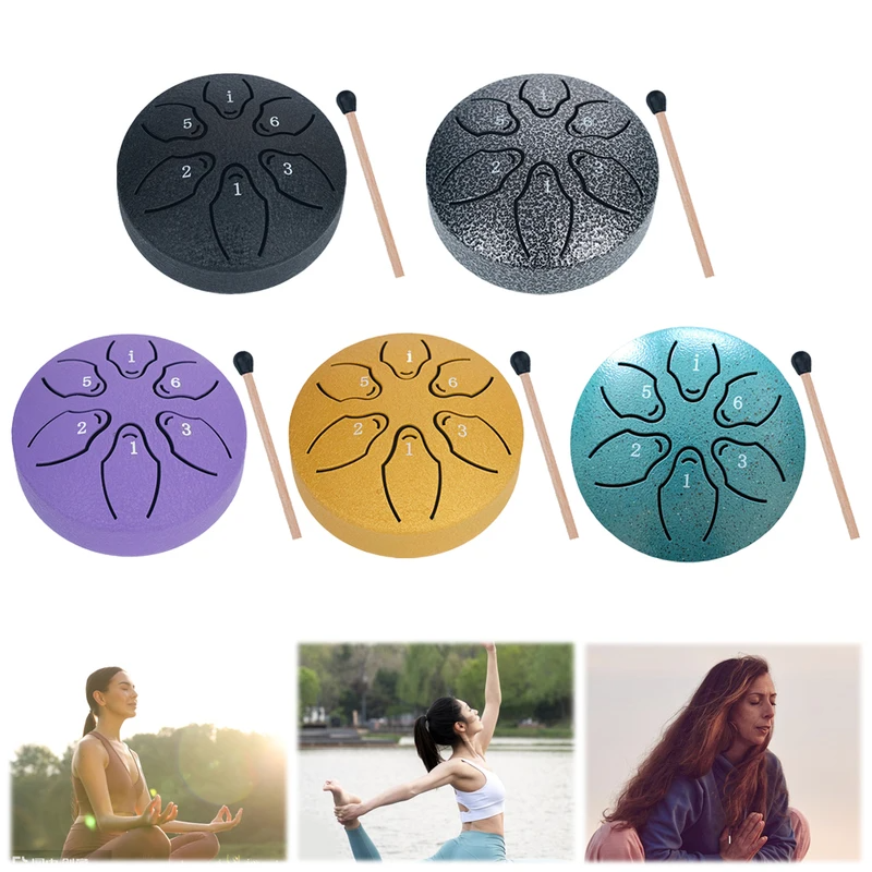 AliExpress 3 Inch Steel Tongue Drum - 6 Tone Handheld Instrument for Meditation & Yoga, Perfect Musical Gift for Beginners, view 5