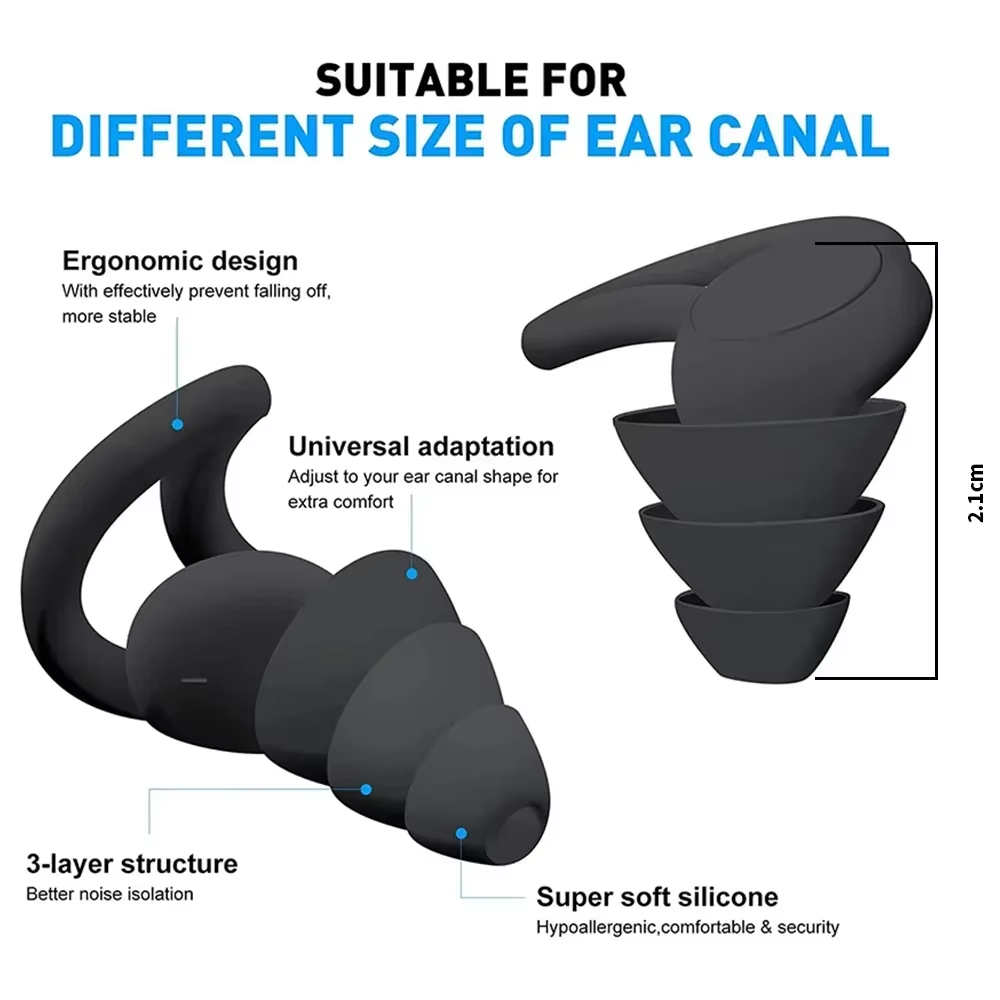 AliExpress 3-Layer Silicone Earplugs for Sleep and Swimming, view 2