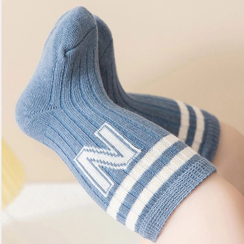 AliExpress 3 Pairs Baby Letter Socks Knit Soft Cotton Sock Kids Long Knee High Socks Infant Toddler Baby Boys Girls Cute Stripe Socks, view 2