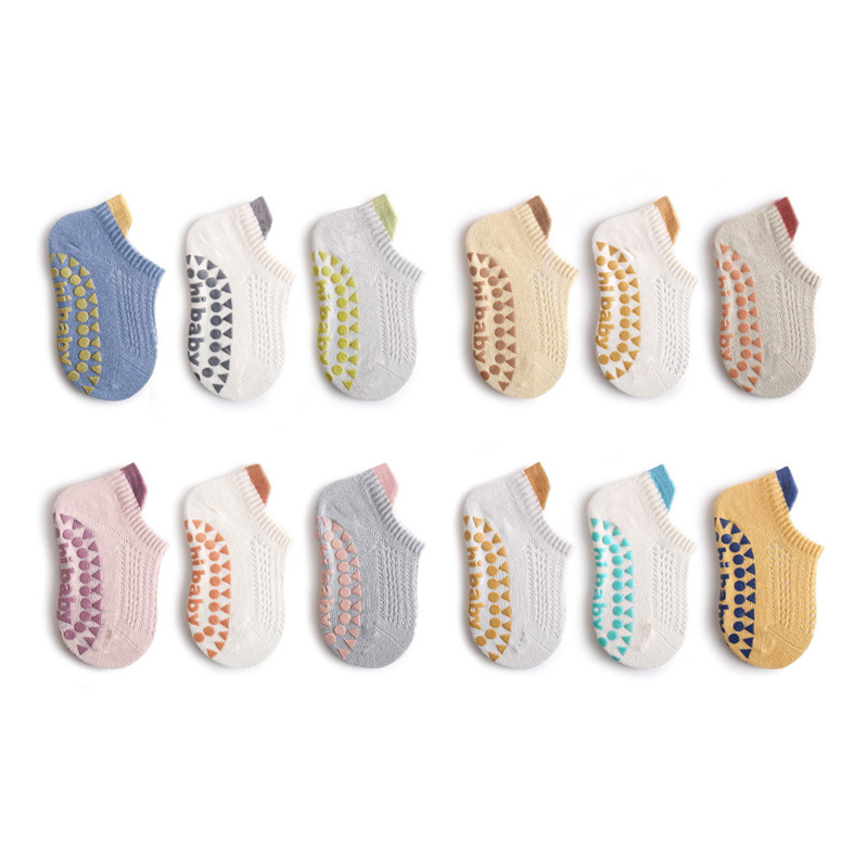 AliExpress 3 Pairs Babys Cotton Thin Mesh Socks Comfy Breathable Kids Boys Girls Non-slip Floor Socks, view 2