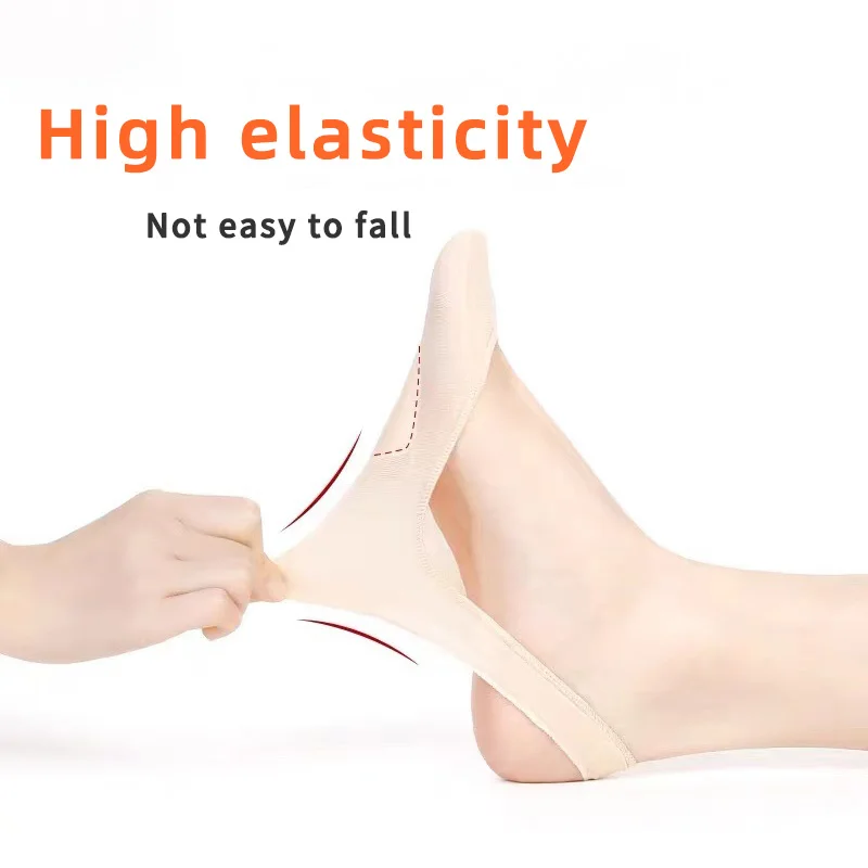 AliExpress 3 Pairs Invisible Boat Socks Women Summer Silicone Non-Slip Socks for High Heels Shoes Ice Silk Thin Half-Palm Suspender Sock, view 4