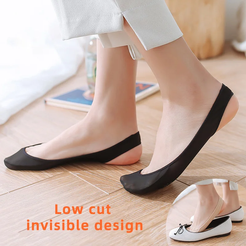 AliExpress 3 Pairs Invisible Boat Socks Women Summer Silicone Non-Slip Socks for High Heels Shoes Ice Silk Thin Half-Palm Suspender Sock, view 5