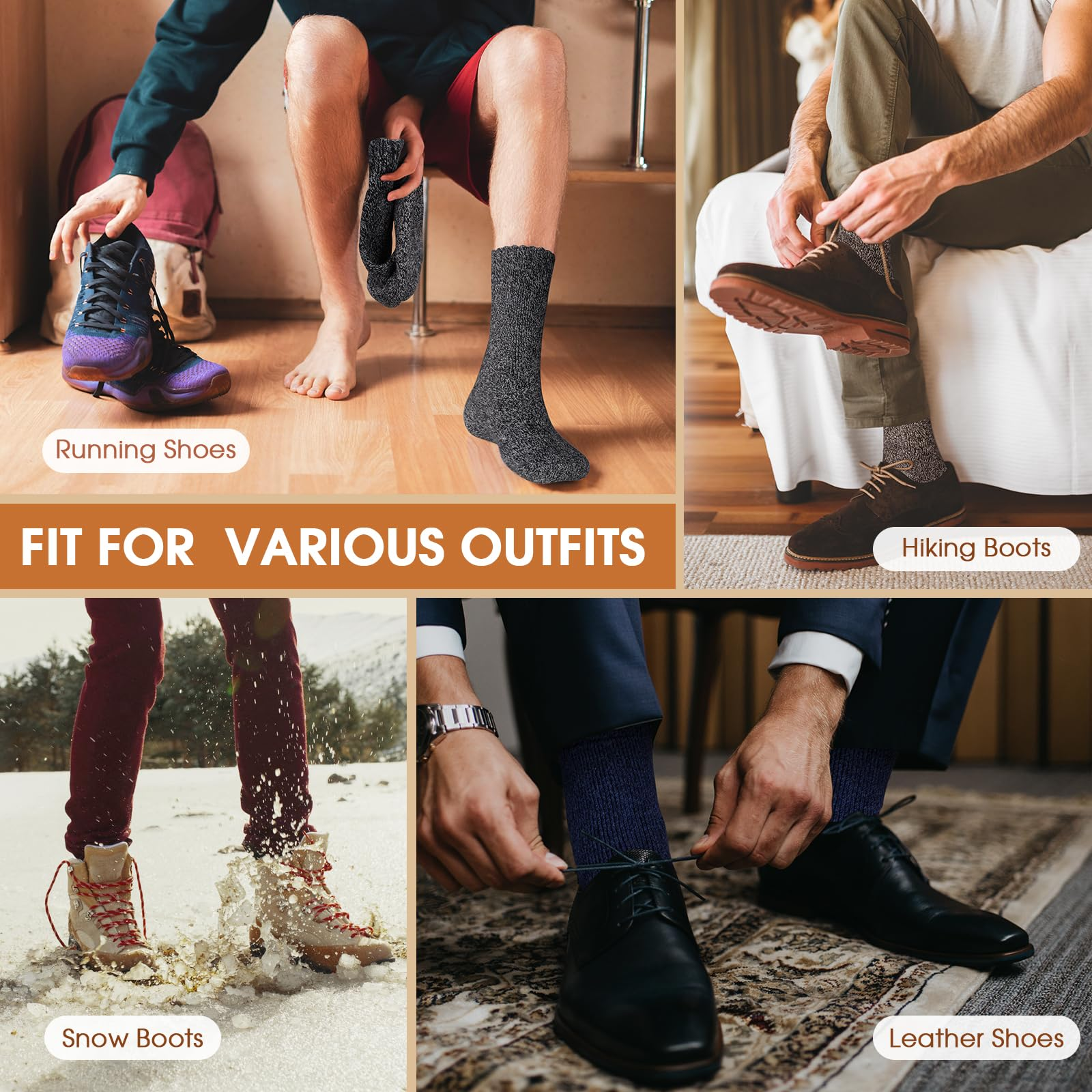 AliExpress 3 Pairs Men’s Winter Thick Wool Socks, Warm Thermal Work Socks for Cold Weather, Size 39–44, view 2