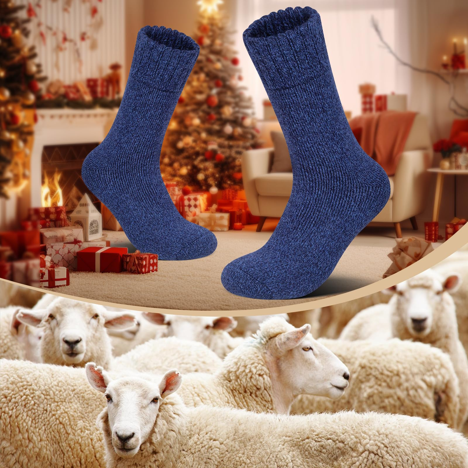 AliExpress 3 Pairs Men’s Winter Thick Wool Socks, Warm Thermal Work Socks for Cold Weather, Size 39–44, view 3