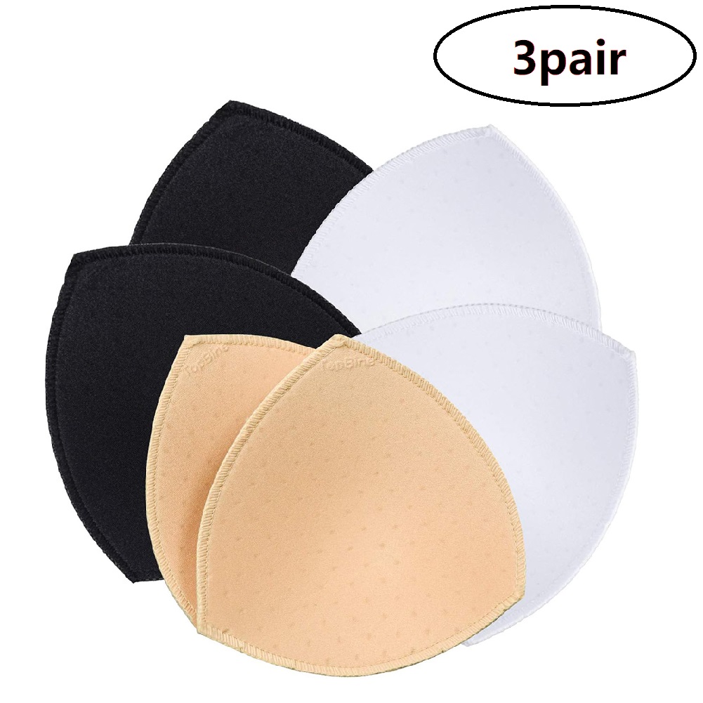 AliExpress 3 Pairs Women's Removable Cups Bra Pads Inserts Triangles Bra Pads Underwear Bikini Invisibles Replacement Pads for Tank Tops