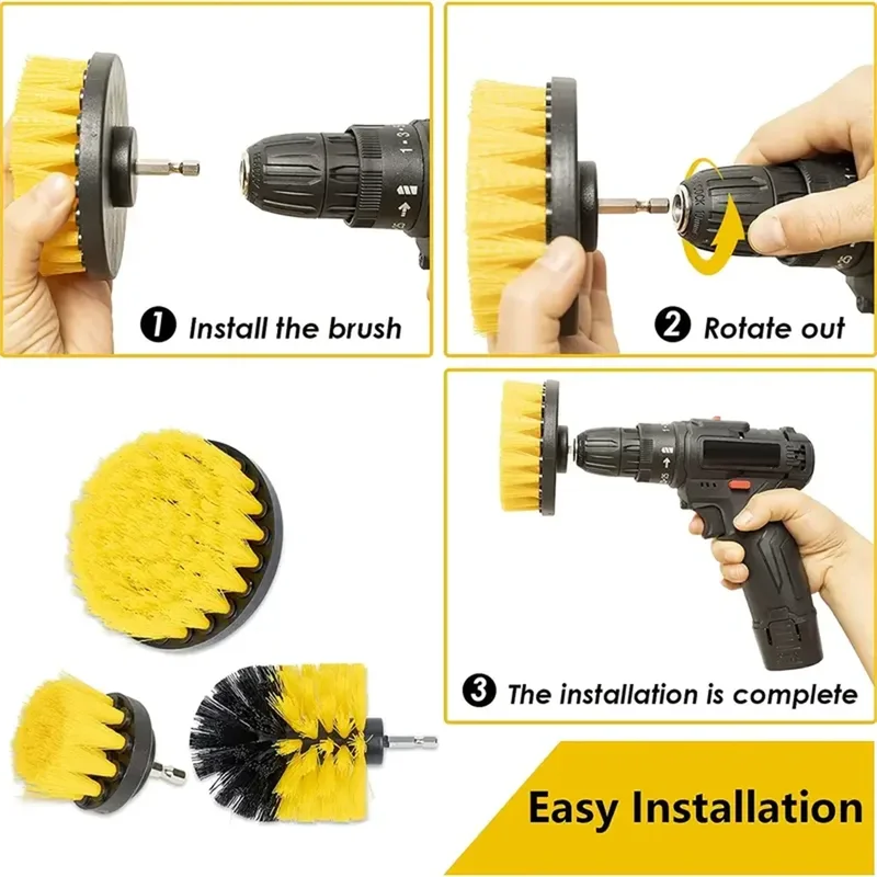 AliExpress 3-Piece Drill-Mounted Scrub Brush Set for Grout, view 2