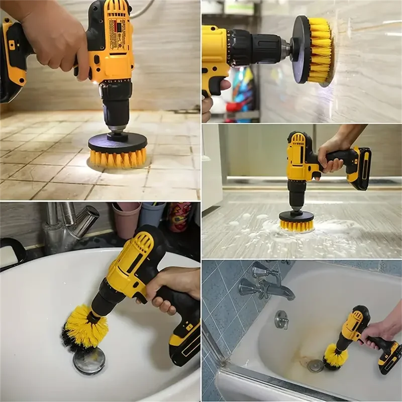 AliExpress 3-Piece Drill-Mounted Scrub Brush Set for Grout, view 4