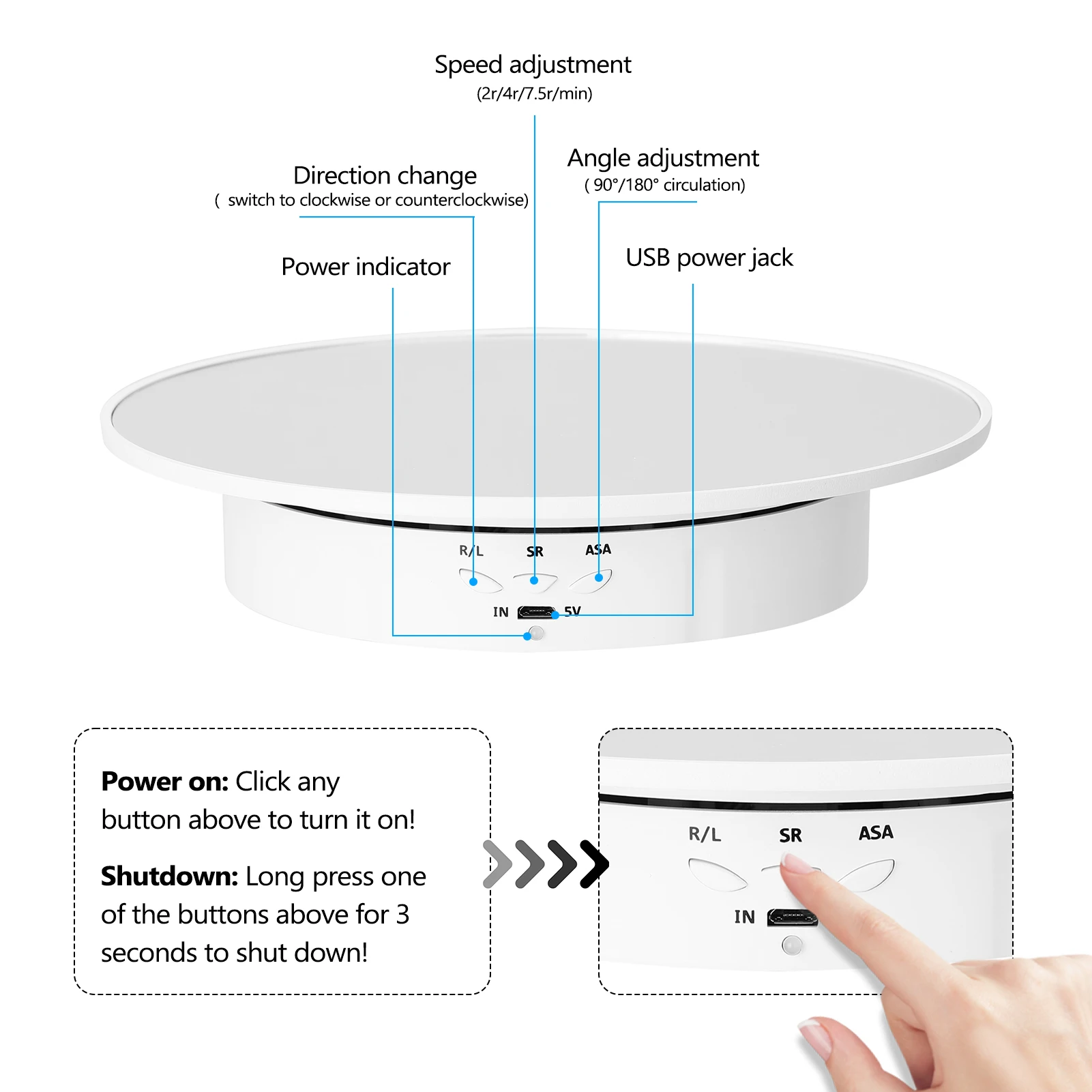 AliExpress Rotating Mirror Display Turntable (3 Speeds), view 6
