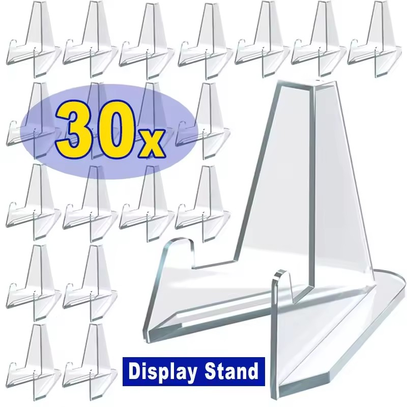 AliExpress 30-1PCS Triangular Card Display Stand Mini Acrylic Idol Photo Picture Holder Stands for Coin Sports Trading Cards Display Racks