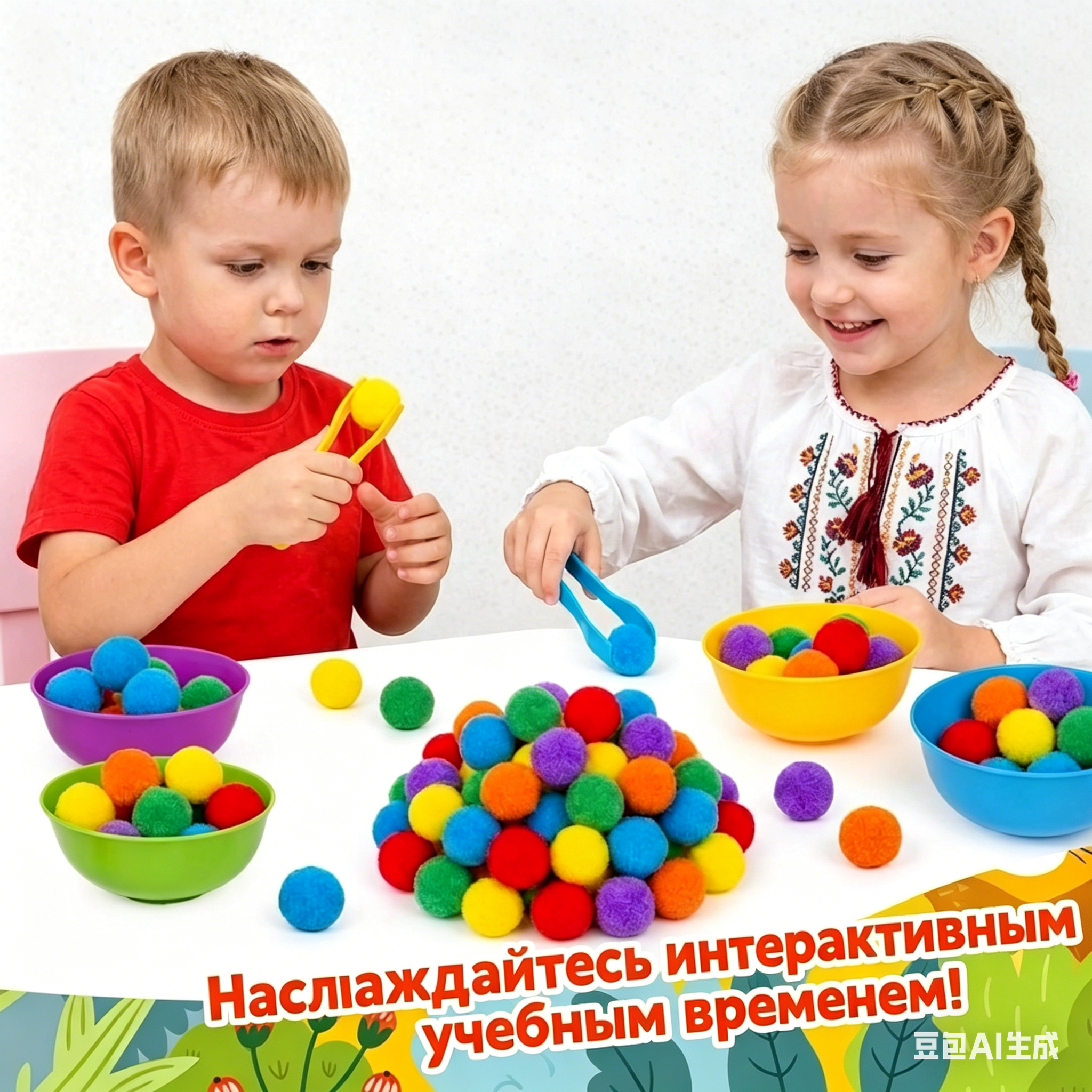 AliExpress 30-68PCS Kids Sorting Counting Toys  Rainbow Color Classification Bowls with Tweezers Fine Motor Training Educational Game Gifts, view 3