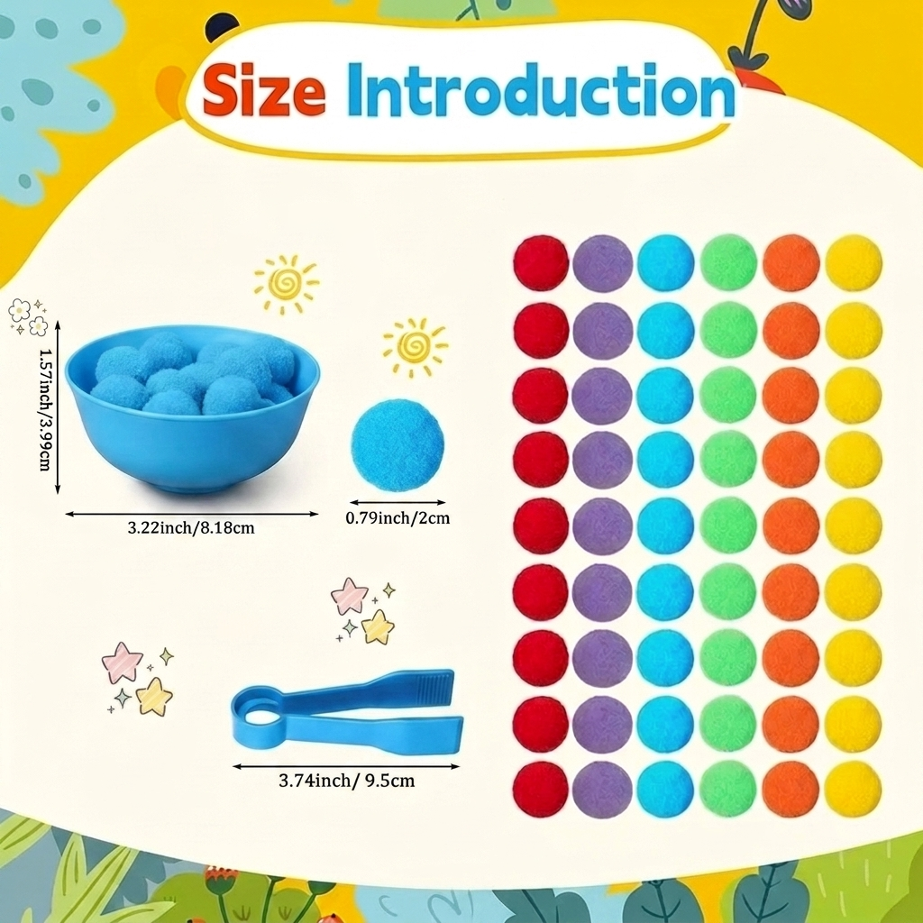 AliExpress 30-68PCS Kids Sorting Counting Toys  Rainbow Color Classification Bowls with Tweezers Fine Motor Training Educational Game Gifts, view 6