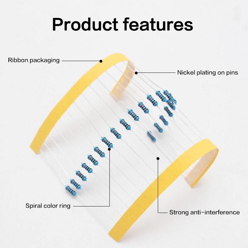 AliExpress 300/600PCS 1/4W Metal Film Resistor Kit Resistance 1% 30 values 10 Ohm ~1M 0.25w Resistors Set, view 5