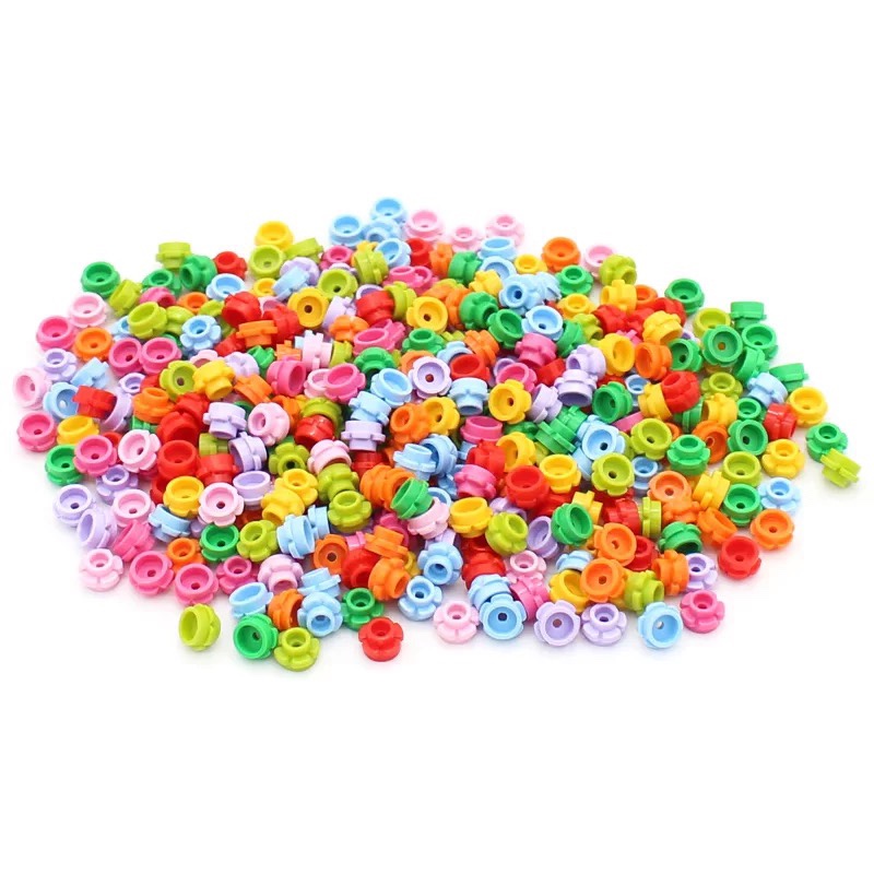 AliExpress 300PCS Round 1x1 with Flower MOC Building Blocks Compatible 24866 Kit Plate 5 Petals Brick Particle Educational Toys Kid Gift