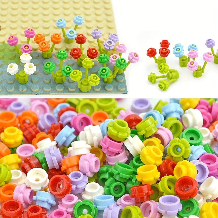 AliExpress 300PCS Round 1x1 with Flower MOC Building Blocks Compatible 24866 Kit Plate 5 Petals Brick Particle Educational Toys Kid Gift, view 2