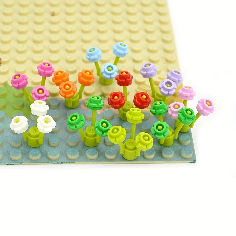 AliExpress 300PCS Round 1x1 with Flower MOC Building Blocks Compatible 24866 Kit Plate 5 Petals Brick Particle Educational Toys Kid Gift, view 5