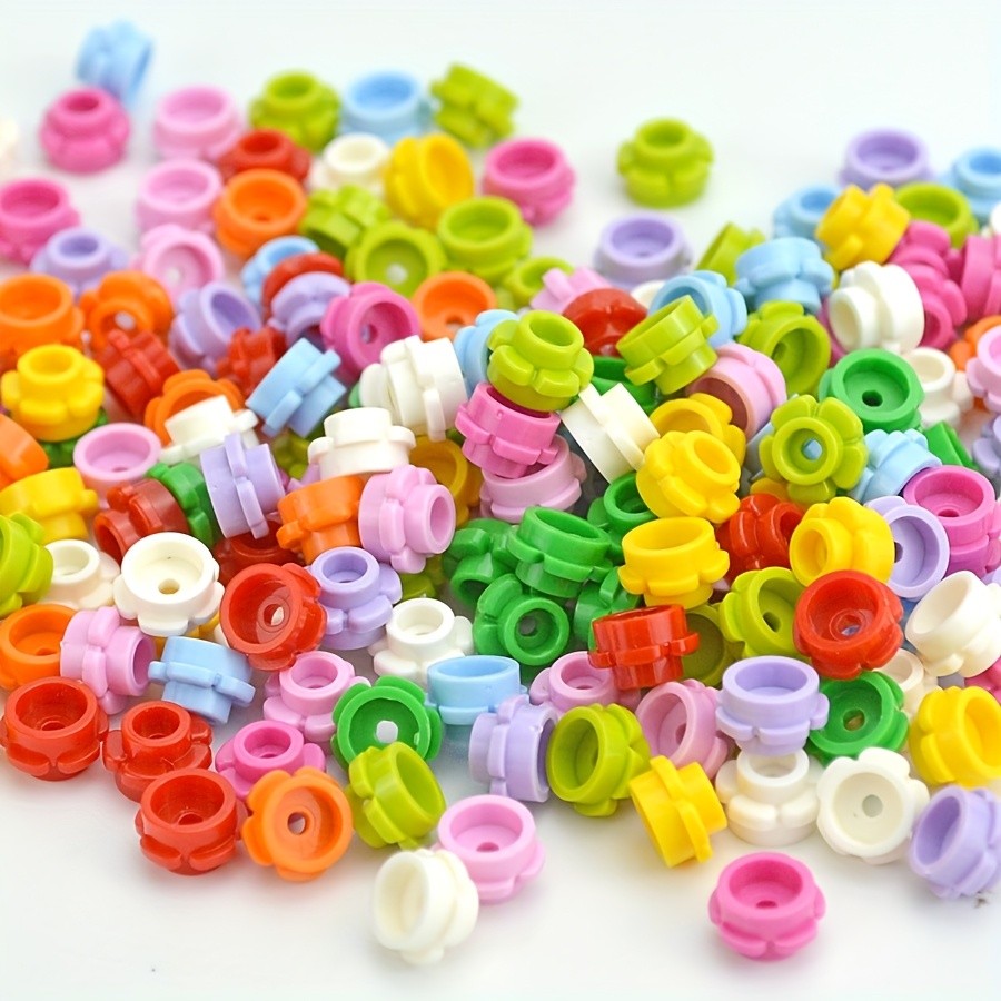 AliExpress 300PCS Round 1x1 with Flower MOC Building Blocks Compatible 24866 Kit Plate 5 Petals Brick Particle Educational Toys Kid Gift, view 6