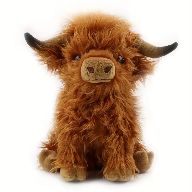 AliExpress 30cm Simulation Kyloe Cream Highland Cow Animal Plush Doll Soft Stuffed Highland Cow Cattlle Plushie Gift for Kids Boys Girls