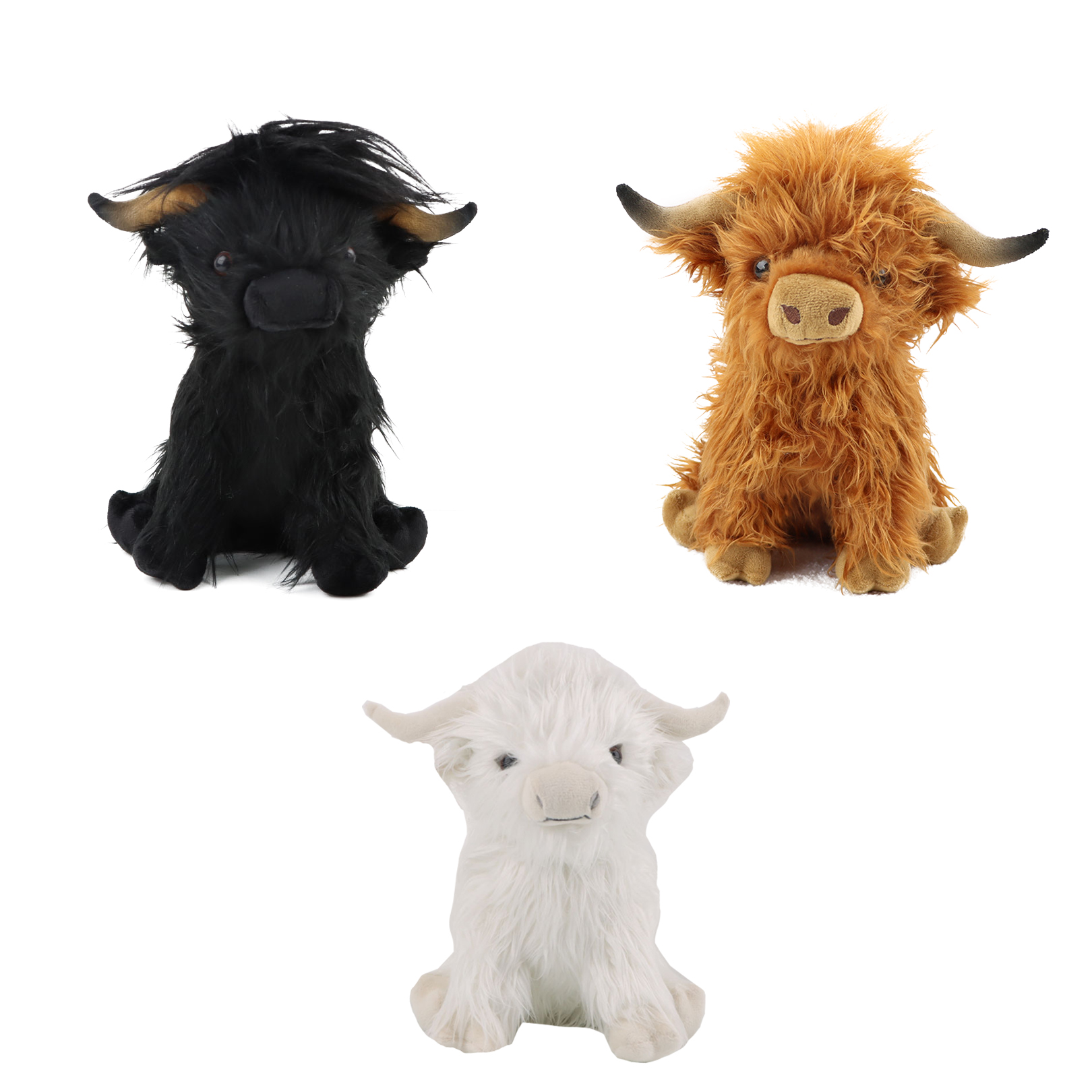 AliExpress 30cm Simulation Kyloe Cream Highland Cow Animal Plush Doll Soft Stuffed Highland Cow Cattlle Plushie Gift for Kids Boys Girls, view 2