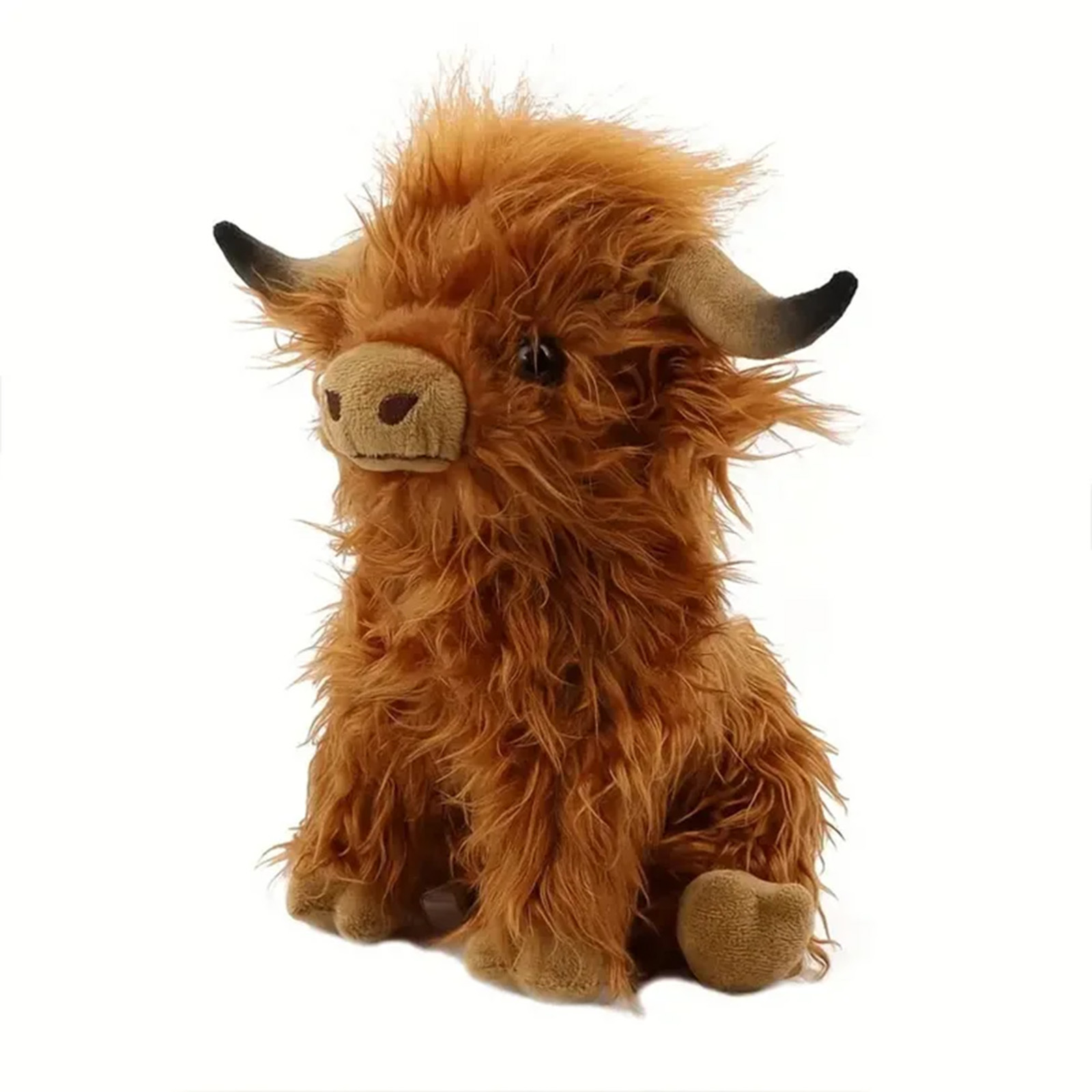 AliExpress 30cm Simulation Kyloe Cream Highland Cow Animal Plush Doll Soft Stuffed Highland Cow Cattlle Plushie Gift for Kids Boys Girls, view 3