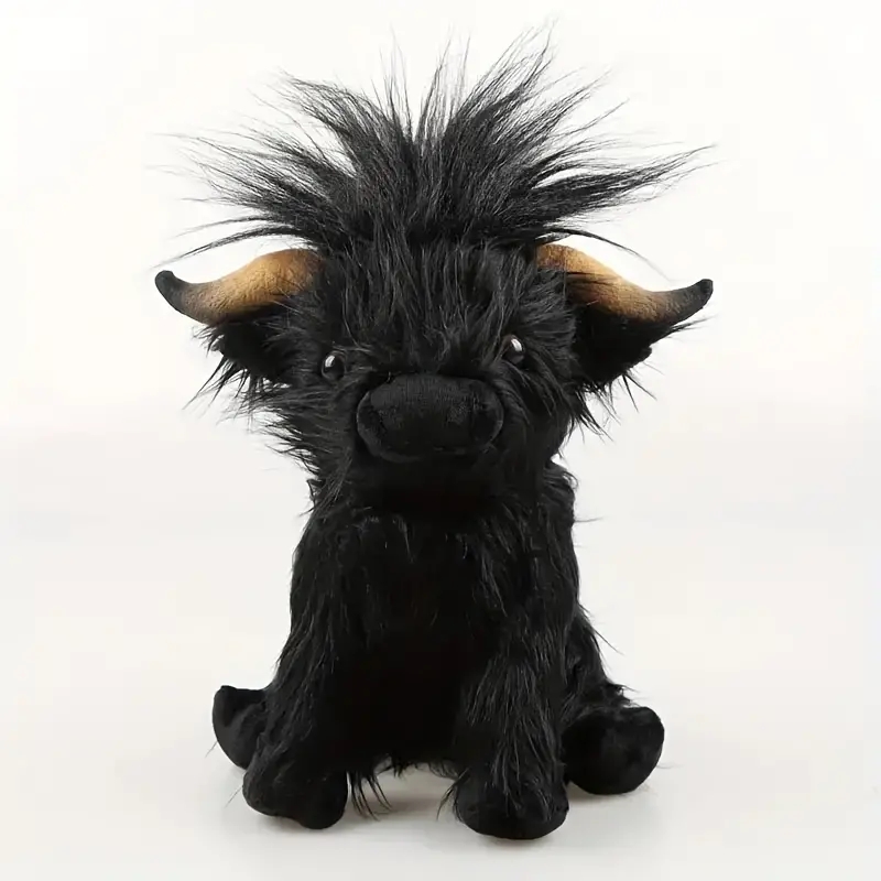 AliExpress 30cm Simulation Kyloe Cream Highland Cow Animal Plush Doll Soft Stuffed Highland Cow Cattlle Plushie Gift for Kids Boys Girls, view 5