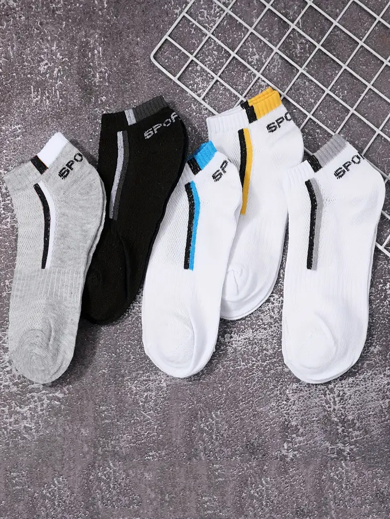 AliExpress Men's Color-Block Mesh Ankle Socks (30-Pair), view 3