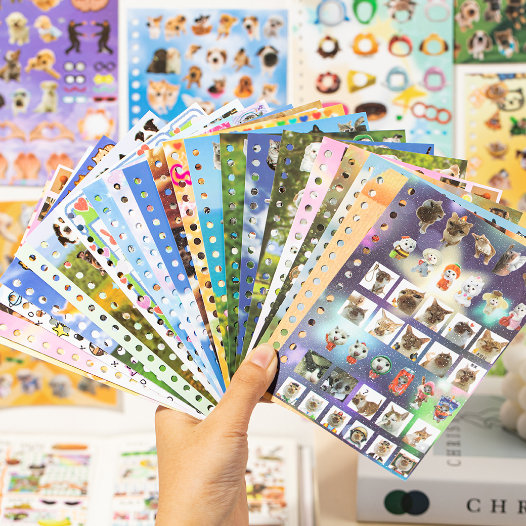 AliExpress 30Pcs/Book Cute Pet Battle Cut-Out Coil Sticker Book DIY Handbook Calendar Greeting Cards Diary Notebook Album Material Stickers, view 3
