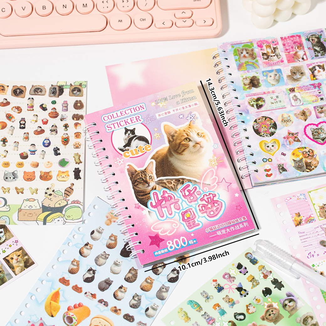 AliExpress 30Pcs/Book Cute Pet Battle Cut-Out Coil Sticker Book DIY Handbook Calendar Greeting Cards Diary Notebook Album Material Stickers, view 6