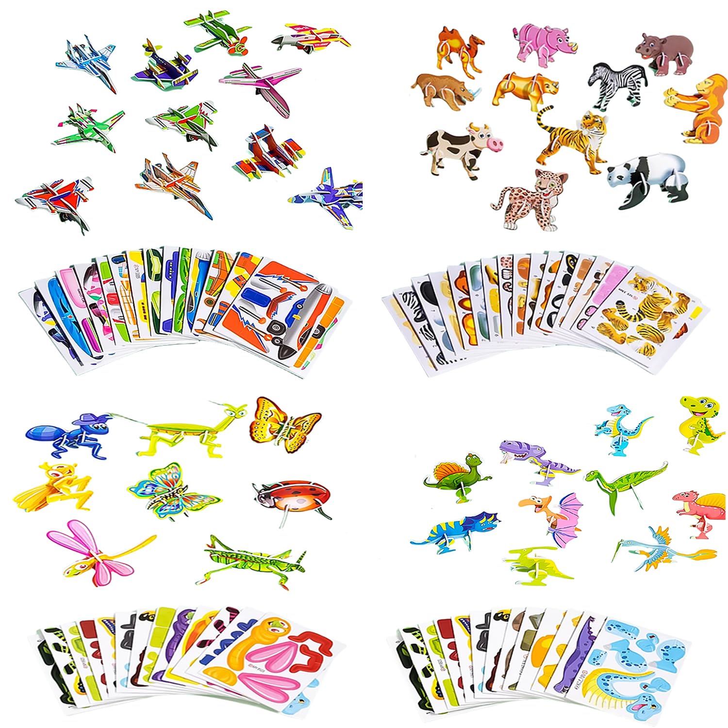 AliExpress 30pcs/set 3D Cartoon Puzzles Educational Toys Insect, Dinosaur, Animal, and Vehicle Themes 3D DIY Cardboard Puzzles