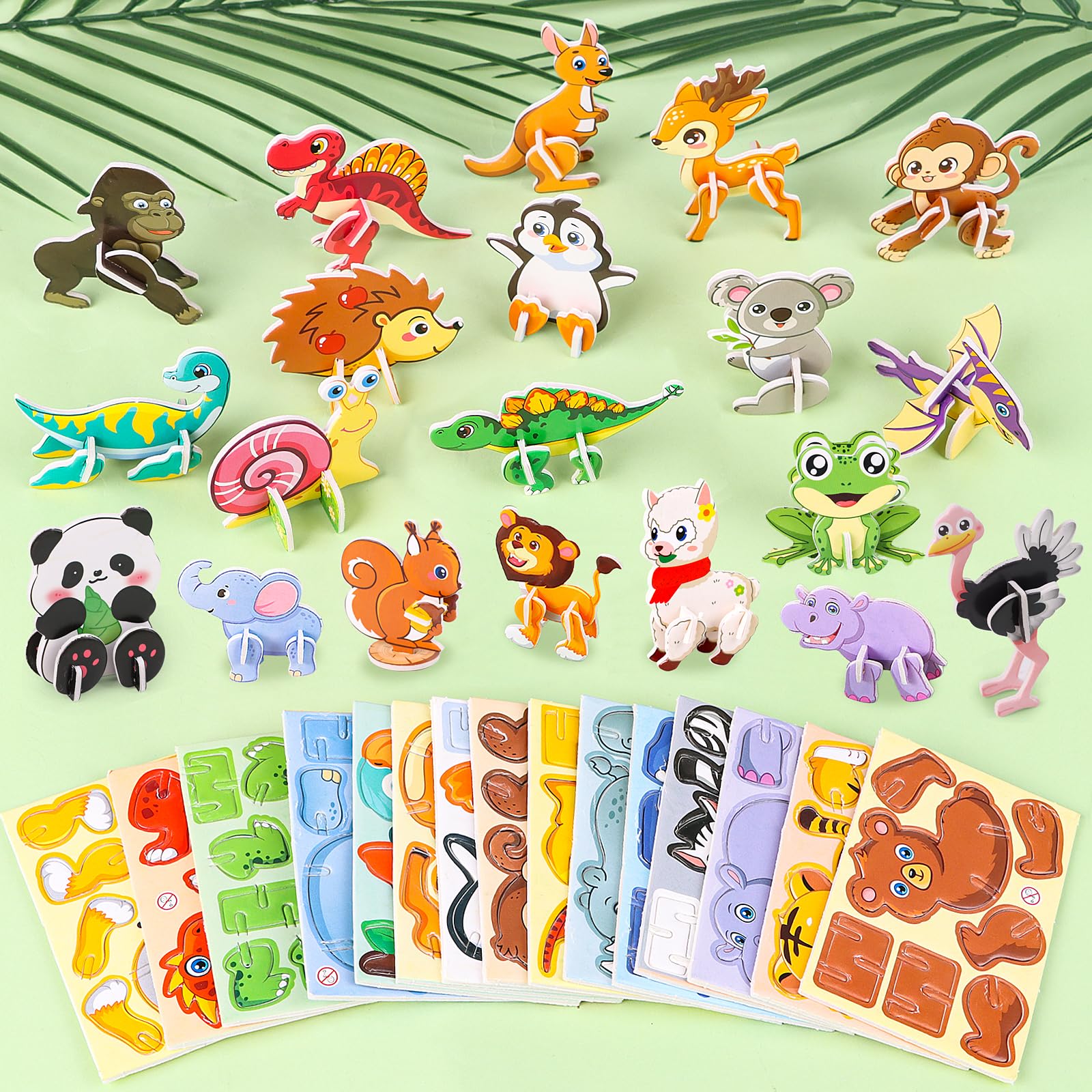 AliExpress 30pcs/set 3D Cartoon Puzzles Educational Toys Insect, Dinosaur, Animal, and Vehicle Themes 3D DIY Cardboard Puzzles, view 3