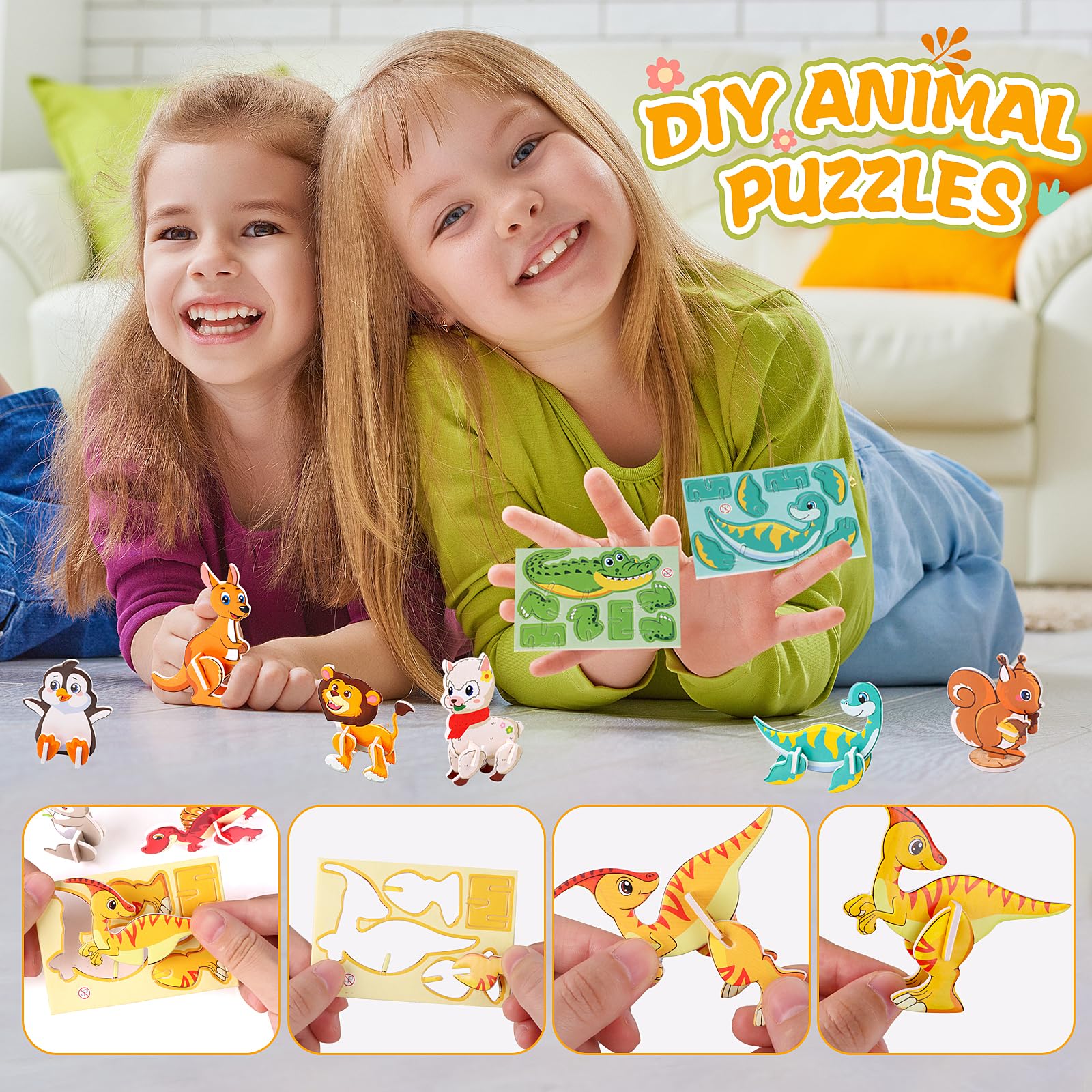 AliExpress 30pcs/set 3D Cartoon Puzzles Educational Toys Insect, Dinosaur, Animal, and Vehicle Themes 3D DIY Cardboard Puzzles, view 4