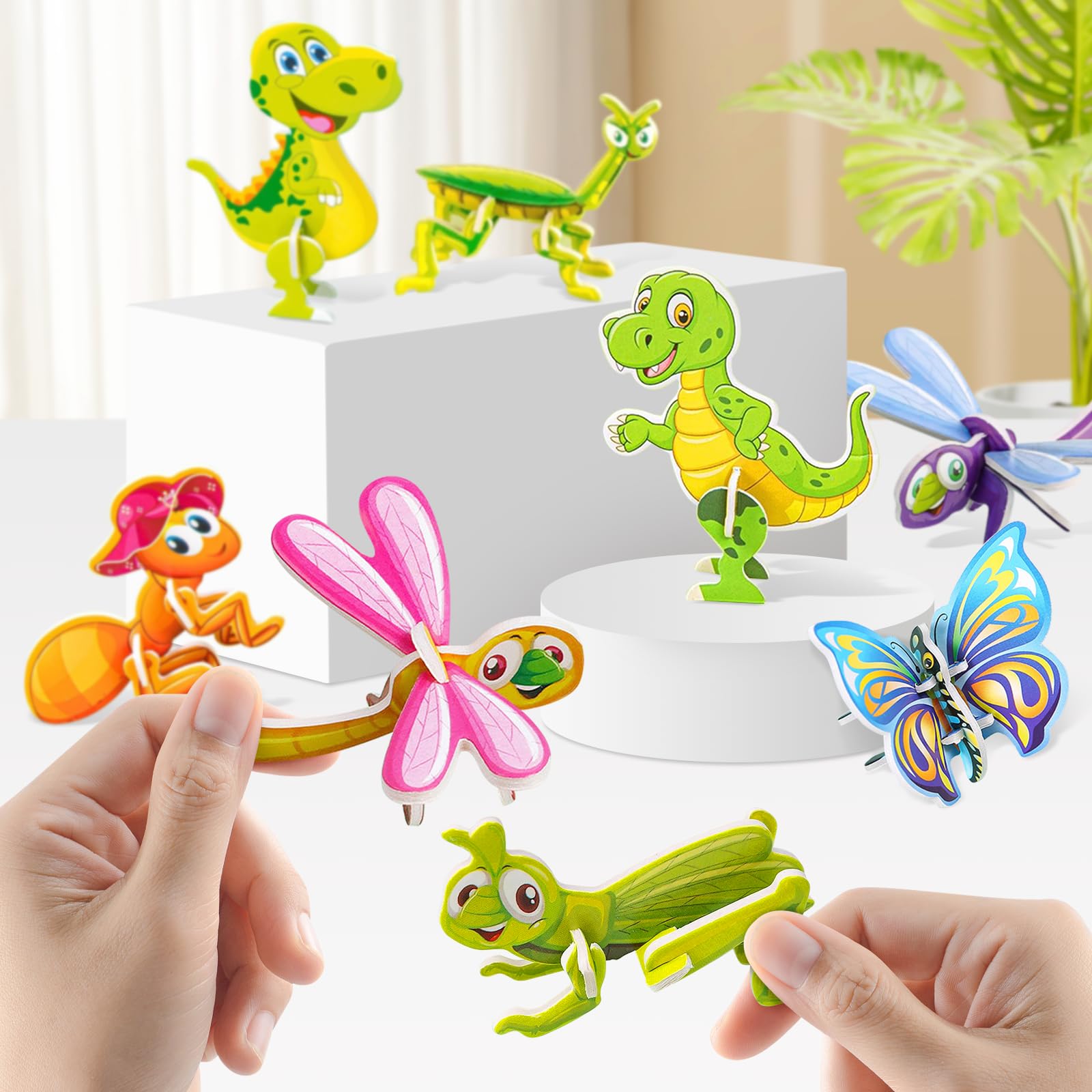 AliExpress 30pcs/set 3D Cartoon Puzzles Educational Toys Insect, Dinosaur, Animal, and Vehicle Themes 3D DIY Cardboard Puzzles, view 6