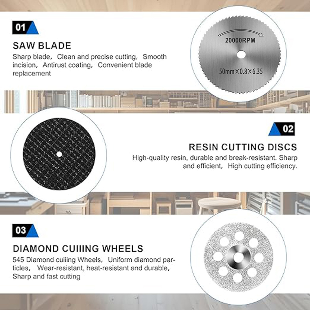 AliExpress 31PC Diamond Cutting Discs Mini Drill Rotary Tool HSS Circular Saw Sanding Grinding Wheel for Cutting Metal, Wood, Stone, PVC, view 2