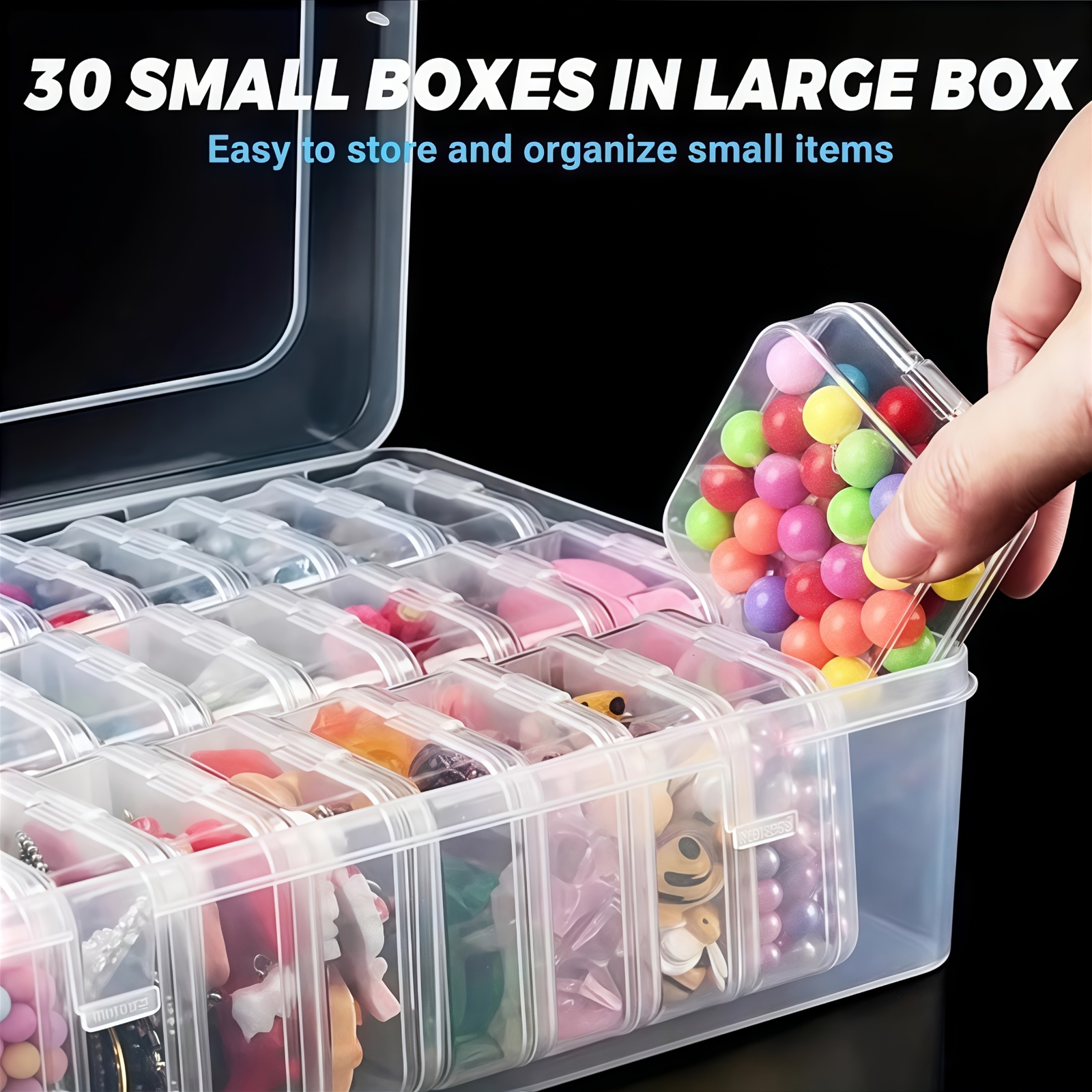 AliExpress 31-Piece Clear Craft Bead Storage Box Set, view 2