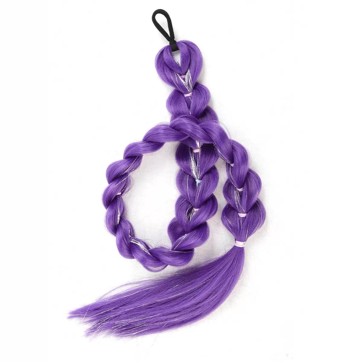 AliExpress 32 Inch Synthetic Purple Braided Wig Shimmering Metallic Kids Christmas Costume Hairpiece -Rumi Collection, view 3